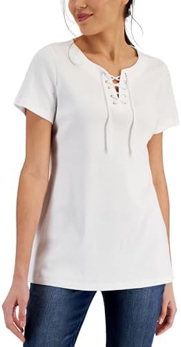 Karen S Womens Cotton Lace Up Tunic