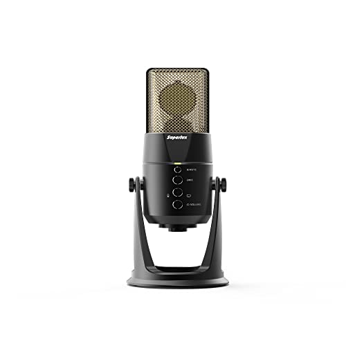 Image of Superlux USB Condenser Microphone - Large Diaphragm Plug & Play Mic, 24-Bit /192kHz Audio, Table Stand Included for Recording, Streaming, Podcasting & Voiceovers