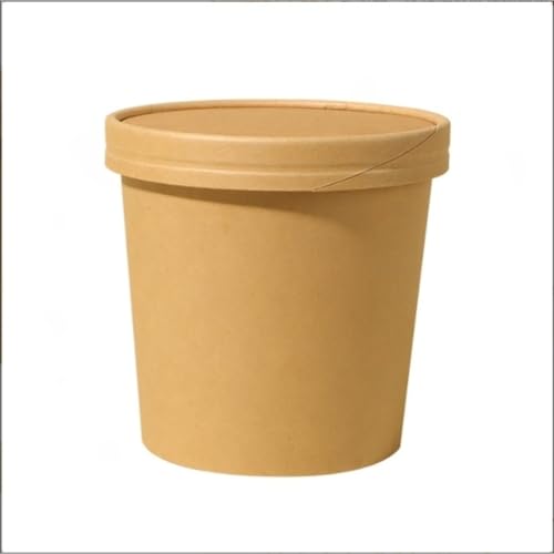 スープカップ(100個)使い捨て(蓋付きまたは蓋なし)Wapik 電子レンジ/冷凍庫/漏れ防止耐熱厚手段ボール製テイクアウト容器業務用および家庭用ウォーターカップ(ドーム型蓋付きまたはドーム型蓋なし) (紙製フタ,16A)