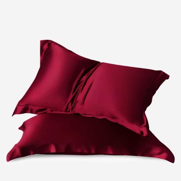 Waterlily 100% Mulberry Silk Pillowcase Oxford Pillowcases for Hair and Skin Envelope 50x75cm Both Sides 19momme Charmeuse Soft Natural Organic Luxury Pillow Case Cover (2