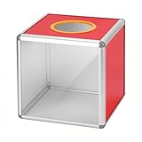 LIULINY Lotterie Box, 25cm Transparente Lotterie Box, Quadratische Tombola Ballspielbox, Kubischer Aufbewahrungsbehälter mit Aluminiumrahmen Acrylplatten, Wahlurne für Spiele Spendenaktionen Partys