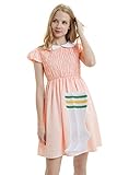 Oulooy Women's Pure Pink Peter Pan Collar Summer Dresses For Women 2023 Short Sleeve, Small