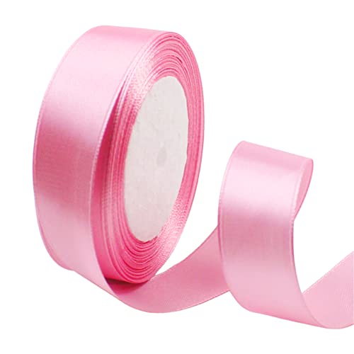 リボン 包装 サテンリボン ラッピング 幅約25mm 縦長約22M 手芸 手作り ギフトラッピング用りぼん ちょう結び 手芸 ラッピング 花材 手作り ハンドメイド用 ギフト 装飾 可愛い PureSino (ピンク)（Amazon）