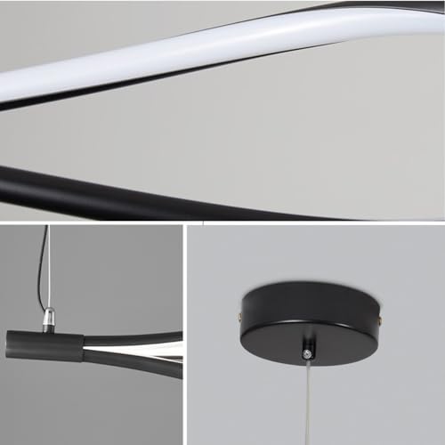 Lampe suspendue avec télécommande noire réglable pour éclairage de bureau moderne