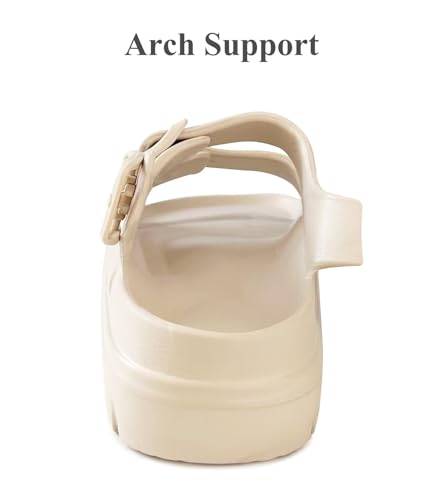 Image of Haifago Womens Platform Sandals with Arch Support, Summer Beach Slides with Adjustable Buckle, Comfort Lightweight Chunky Cushion Slip on Sandal
