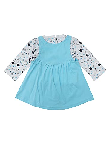 Image of NammaBaby Premium Baby Girls Full Sleeves Frock with Pant Baby Girl's Cotton Frock with Leggings, Frill Frock - Pack of 1