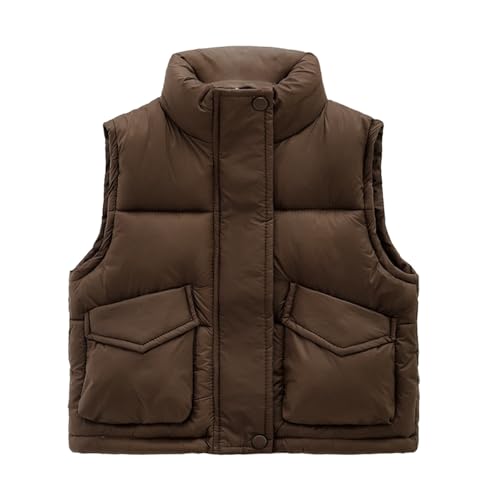 Boys Girls Warm Puffer Vest Puffy Sleeveless Mock Neck Jacket Pockets Lightweight Zip Up Winter Thick Warm3