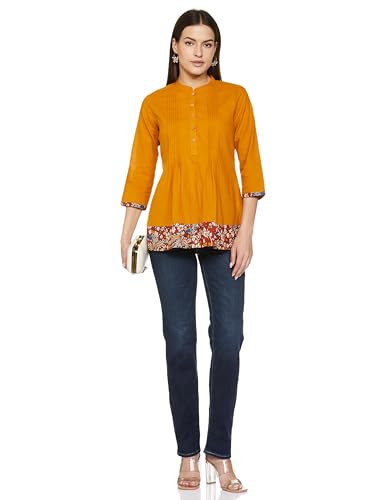 Image of Amazon Brand - Myx Women Cotton Regular Fit Casual Kurti (Available in Plus Sizes)