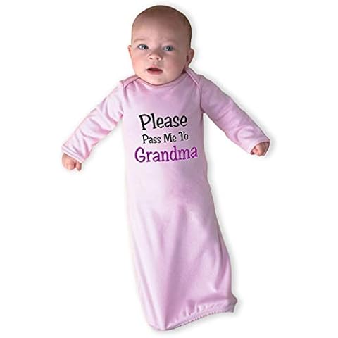 Cute Rascals Please Pass Me to Grandma Long Sleeve Envelope Neck Boys-Girls Cotton Newborn Sleeping Gown One Piece - Soft Pink, Gown Only Cover
