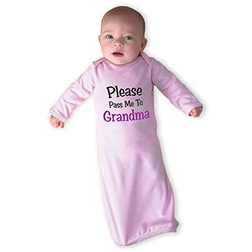 Image of Cute Rascals Please Pass Me to Grandma Long Sleeve Envelope Neck Boys-Girls Cotton Newborn Sleeping Gown One Piece - Soft Pink, Gown Only
