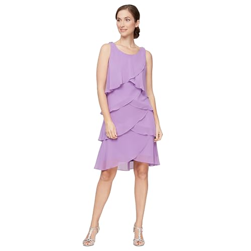 Image of S.L. Fashions Womens Tiered Cocktail Party Dress, Wedding Guest Gown (Petite and Regular Sizes)