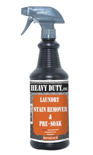Heavy Duty Laundry Stain Remover & Pre-Soak Spray - 32 fl oz - Industrial Strength Fabric Spot Cleaner - Removes Oil, Blood, Urine, Pet, Grass, Sweat - Pre-Wash Treatment - Color Safe, Non-Bleach