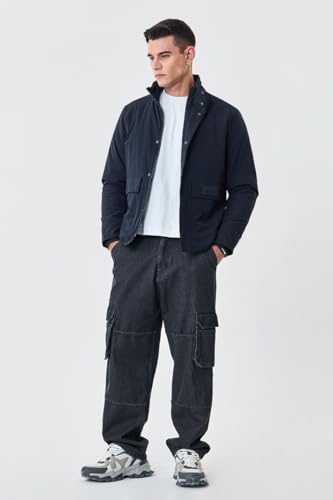 Image of SNITCH Men Casual Jacket | Regular Fit Textured Pattern With Lapel Collar & Full Sleeve | Polyester Blend Zip Closure For Everyday Street Style & Layering