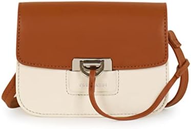 Trussardi Minibag Ivy in similpelle palmellata marrone/bianco con dettaglio lucchetto Trussardi Minibag Ivy in similpelle palmellata marrone/bianco con dettaglio lucchetto