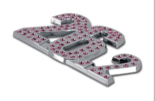 Image of Elektroplate 26.2 Pink Crystal Marathon All Metal Emblem for Cars, Trucks, and All Auto | Universal Fit at 1.75 inch x 2.9 inch | Weatherproof