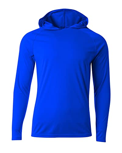 A4 Long Sleeve Hooded Tee Royal XL