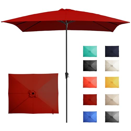 Ayge 8x10FT Large Rectangular Patio Umbrella Outdoor Table Umbrella w/Crank Rectangle Market Umbrella UV Protection for Garden, Deck,Lawn,Yard & Pool, Red 8*10FT Red