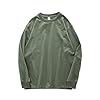 Mens Heavyweight Cotton T Shirt Long Sleeve Oversized Solid Color Plain Casual Top, Yellow, S #2