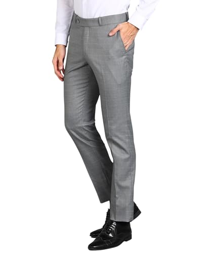 Image of GHPC Stylish Slim Fit Polyester Lycra Stretchable Formal Pant for Men | Mens Fashion Checkered Wear Dress Trousers Pants for Office or Party