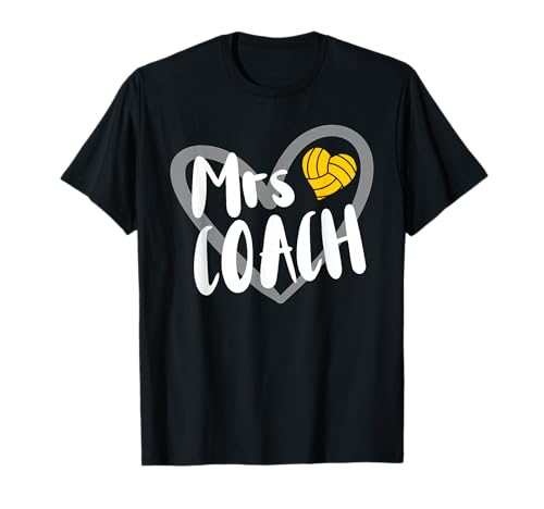 Corazón de voleibol Mrs Coach Wife Camiseta