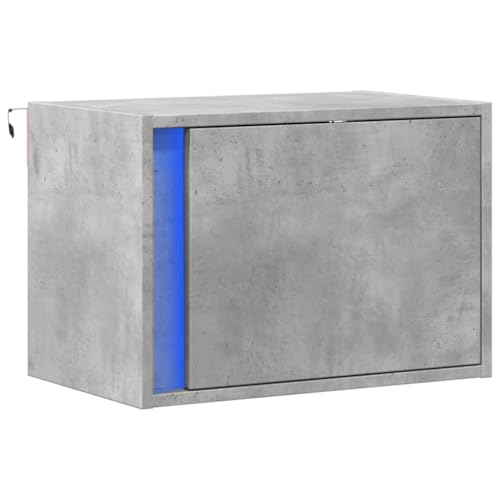 vidaXL Mesita de Noche de Pared con Luces LED Gris hormigón, mesita de Noche Flotante, mesita de Noche Flotante, Muebles de Dormitorio