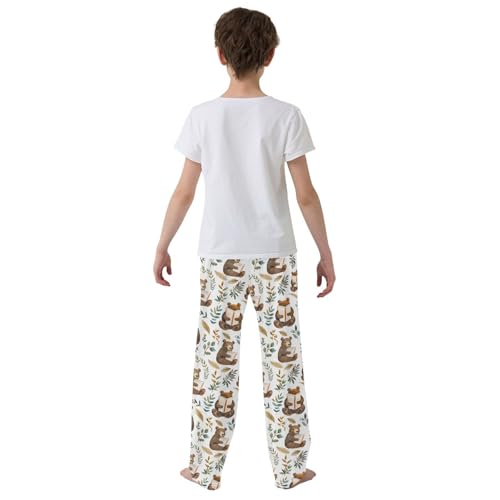ALAZA Bears Read Books Cute Pajamas Bottoms with Pockets Comfy Pjs Sleepwear Elastic Waistband Pajamas Pants Lounge Pants for 6-14 Years3