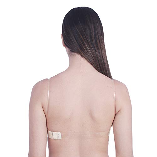 Image of Brachy Women Cotton Nylon Spandex Padded Underwire Strapless Backless Invisible Clear Transparent Back Push up Bra with (Free Extra Transparent Strap)