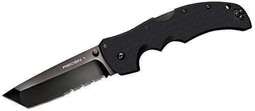 Cold Steel Recon 1 Series Tactical Folding Knife With Tri-Ad Lock And Pocket Clip - Made With Premium Cpm-S35Vn Steel, Tanto Half Serrated #TOP1