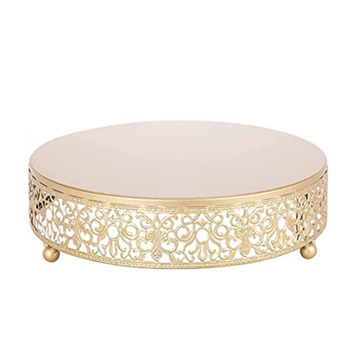 Iewroyt Soporte de Pastel de Oro - Soporte de Postre Redondo, exhibición de Cupcakes de Metal con Acabado metálico Brillante - para el té de Boda, cumpleaños o Tarde l 11.8 en