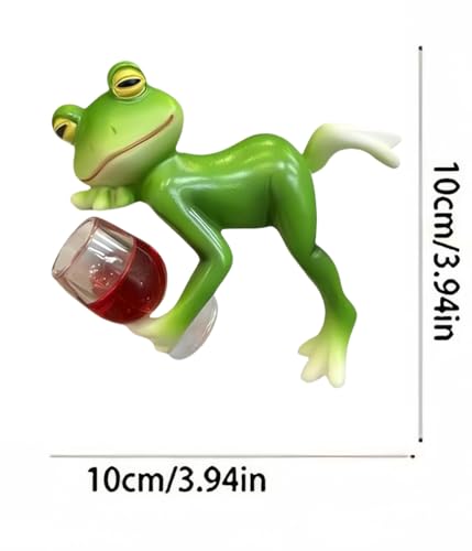 Figura decorativa de rana verde para jardín y macetas miniatura 2