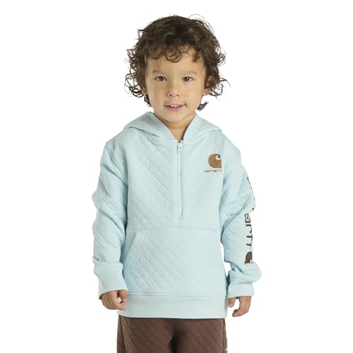 Carhartt Baby Boys' Long-Sleeve Half-Zip Hooded Sweatshirt, Starlight Blue, 6M