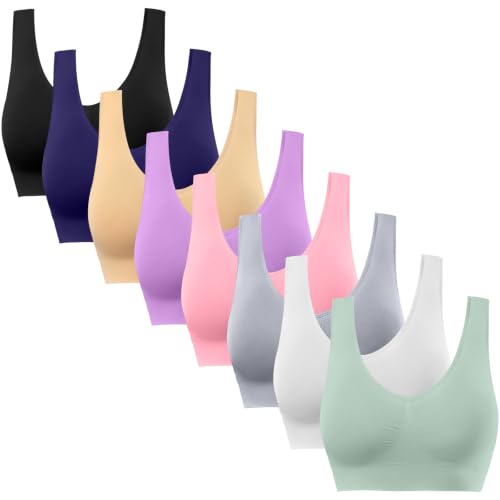 Image of BESTENA Sports Bras for Women, Seamless Comfortable Yoga Bra with Removable Pads | Wide Straps, Medium Support, Wireless, Sleep, Everyday Bra, Super Soft