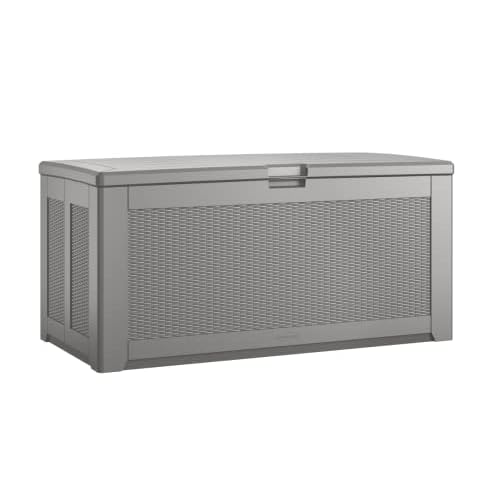 Rubbermaid Extra Large Resin Outdoor Storage Deck Box (134 Gal), Weather Resistant, Gray, Deck Organization for Home/Backyard/Pool Chemicals/Toys/Garden Tools/Porch/Patio Cushions
