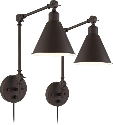LBRTMED Lámpara de Pared Juego de 2 lámpara de Pared de Brazo Columpio de latón Negro y Antiguo de latón.