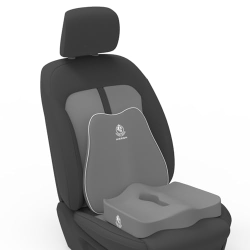 Image of MRRON Car Comfort Combo | Memory Foam Backrest & Wedge Seat Cushion Combo of 2 | Orthopedic Support for Back, Tailbone, Sciatica | Ergonomic Comfort for Car, Office| Posture Correction | Universal Fit