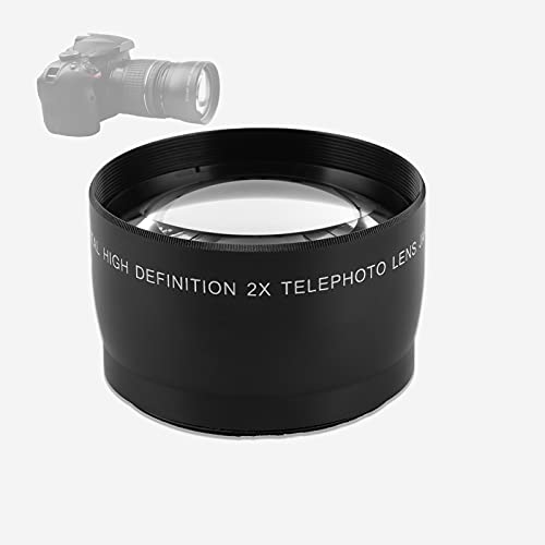 2X Telephoto Lens for Camera Compatible with 55mm & 62mm Filters, Optical Glass and Alloy, Black