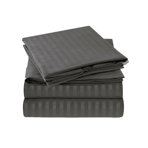 Blancos, Home Bluelander Juego de Sabanas, Sabanas Queen Size, 4 Piezas, 1800 Hilos, Cómodas y Frescas, Calidad de Lujo, Hipoalergénicas, Lavado a Máquina (Gris Rayas,...