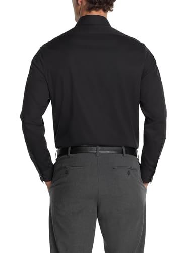 Calvin Klein Men's Slim Fit Non-Iron Herringbone Point Collar Dress Shirt, Black, 17.5" Neck 36"-37" Sleeve - image 2