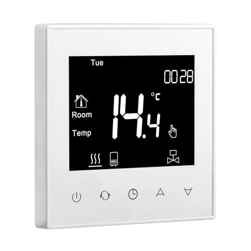 Heschen Digitaler Fußbodenheizungs-Thermostat, Fußbodenheizungs-Thermostat, Temperaturregler-Heizung, HS-C505, 5 + 2/6 + 1/7 programmierbarer Regler 3A, gehärtetes Glas