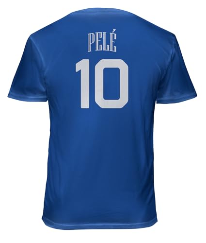 Cosmos Pele Soccer Premium Cotton T-Shirt (US Alpha Large Regular Regular Royal Softwash)