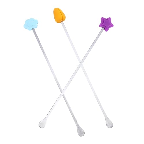PRETYZOOM 3 Pezzi Bastoncino Per Mescolare Latte in Polvere Punta in Silicone Barra Per Mescolare Adatta Tè Freddo Limonata Caffè Freddo Dimensioni Sottili Per Tutte Le Tazze Realizzat