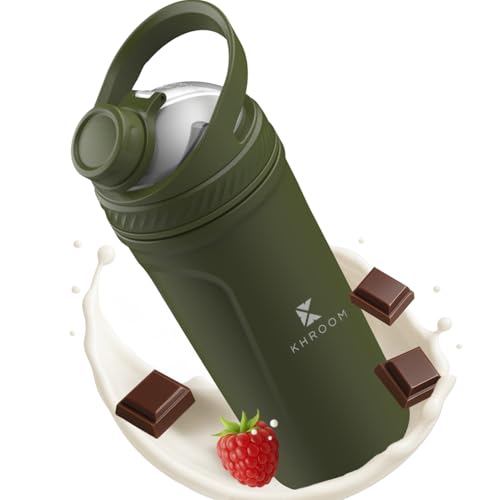 Khroom Gourde Protéine Inox 700ml | Bouteille Isotherme 12h froid/chaud | Acier Inoxydable Musculation | Shaker Métal Sport | Shaker Acier Inox | Accessoire Fitness (Vert)