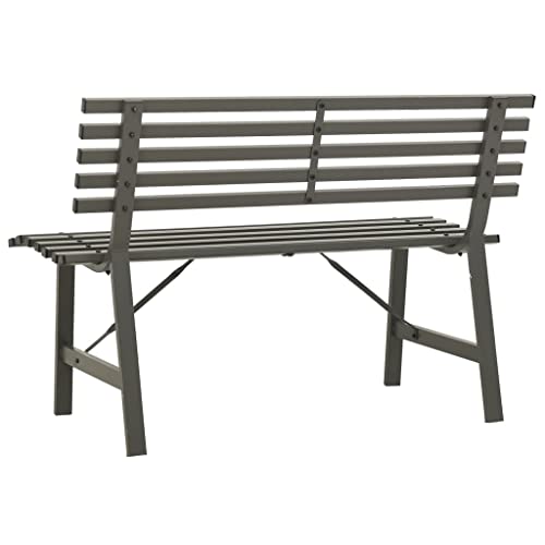 Banc de jardin en acier noir résistant aux intempéries avec dossier métal - 6