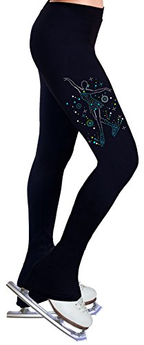 NY2 SPORTSWEAR Figure Skating Practice Pants with Spangles S101 - Child Sizes- (Child Medium) Black