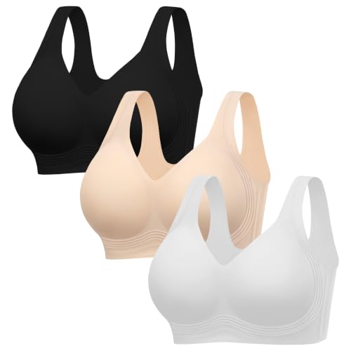 Image of HBselect Jelly Bras for Women Plus Size Pullover Wireless Full Coverage Bra | No Underwire, Push Up, Lift, Minimizer Bras, Wide Straps, Seamless T-shirt Everyday Bralette, For Older Women, Large Breast