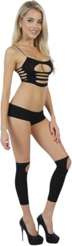 Image of ToBeInStyle Women's Crochet Lace Up Tube Top with G-String and Thigh Hi