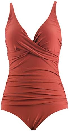 LA ORCHID Damen Badeanzug bauchweg Push up einteiliger Badeanzug bademode v Ausschnitt bademode high Waist für Urlaub