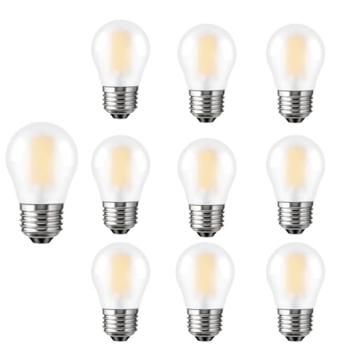 10 Pack Dimmable LED Filament Candle Bulbs - Vintage Flame Tip, G45/E14/E27 Bases, 4W=30W Incandescent, 2700K Warm White, Matte Finish (Non-dimmable E27-G45)