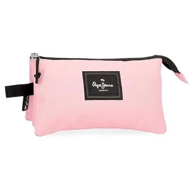 Pepe Jeans Aris Colorful Astuccio Triplo Rosa 22x12x5 cm Poliestere by Joumma Bags, Rosa, Astuccio triplo