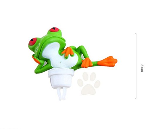 ZOEAST Black Red Green Tree Frog Tiger Frog Dust Plug 3.5mm Phone Headphone Jack Earphone Cap Ear Cap Dust Plug Charm iPhone 4 4S 5 5S SE 6 6S Plus HTC Samsung IPad IPod etc. (Green Sleeping Frog)